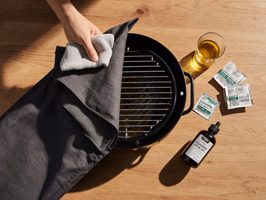 portion_of_portable_grill_showing_proper_storage_technique_with_oil_coating_and_breathable_cover